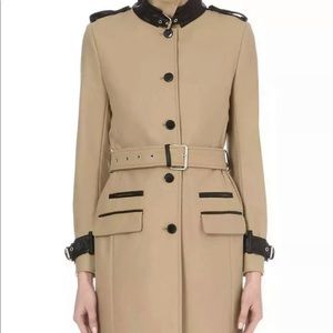 The Kooples Faux Leather trim coat XS 34 camel